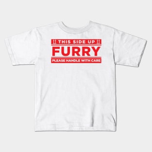 Red - Furry, Please Handle with Care Kids T-Shirt